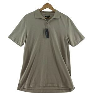Van Heusen Polo Shirt Mens Small Taupe Olive Stripe Short Sleeve Modal Blend